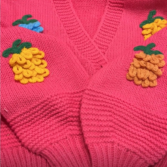 Hot Pink Lolita Cardigan Sweater Handmade One Size - Picture 8 of 8